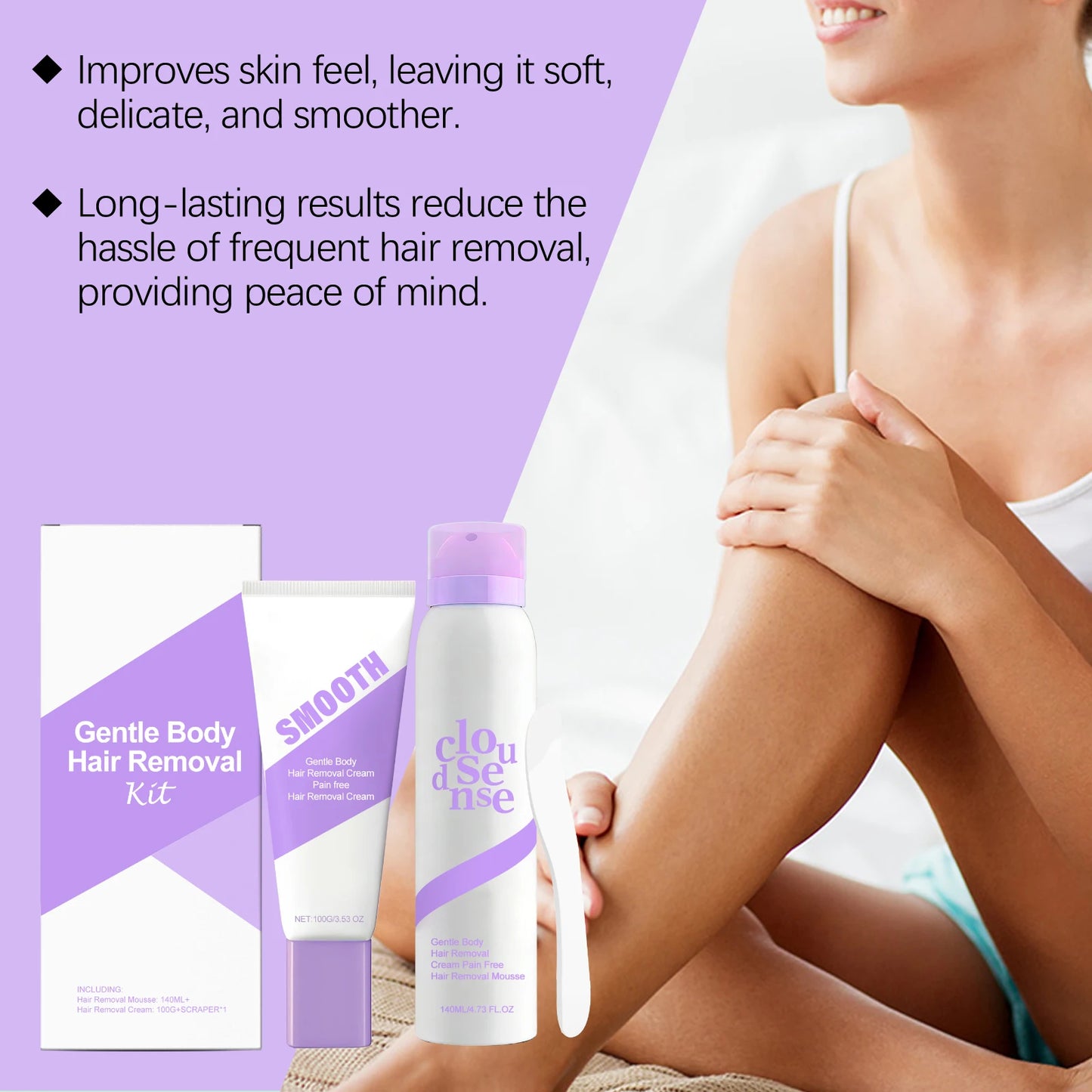 Painless Hair Removal Set for Underarm Private Body Leg Gentle Non-Irritating Smooth Hair Growth Inhibitor Body Care for Women