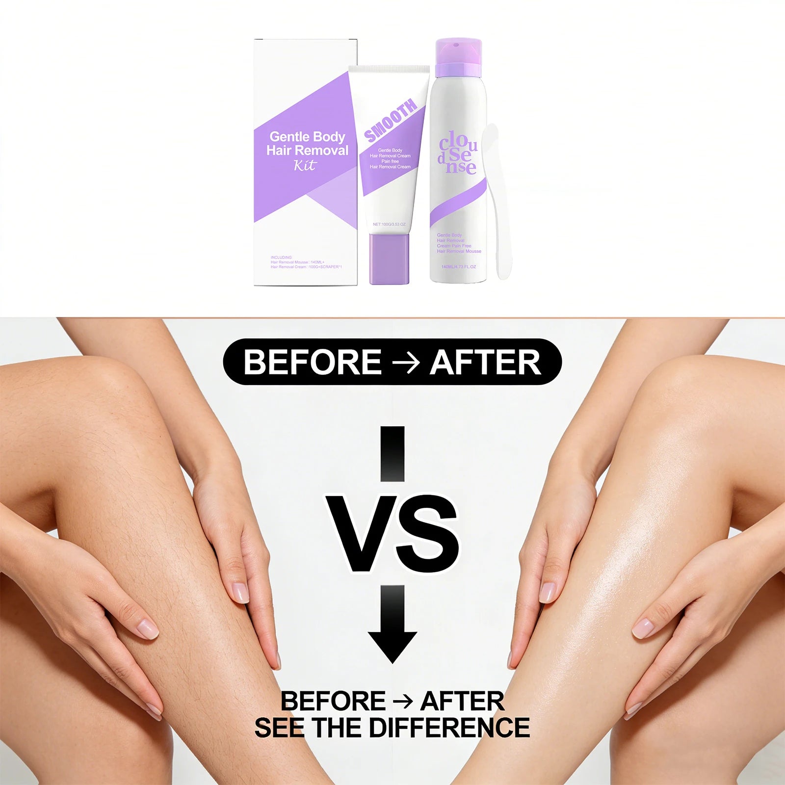 Painless Hair Removal Set for Underarm Private Body Leg Gentle Non-Irritating Smooth Hair Growth Inhibitor Body Care for Women
