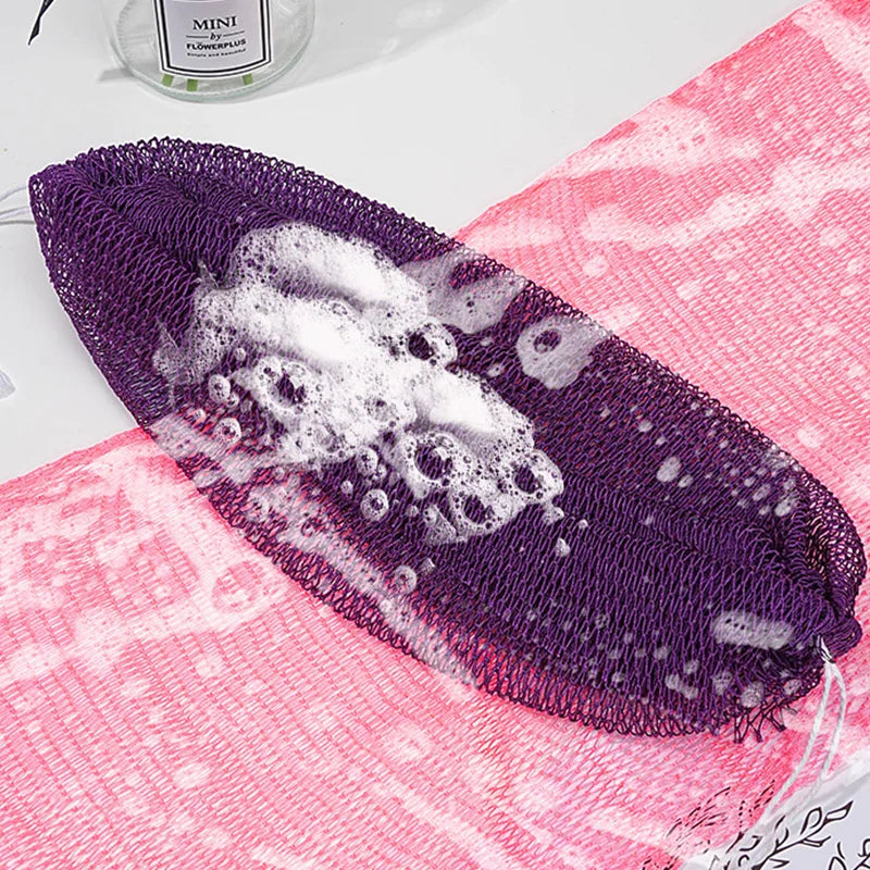African Exfoliating Bath Scrubber Net Extra Coarse Long Back Scrubber for Shower Body Scrub Mitt for Dead Skin Removal