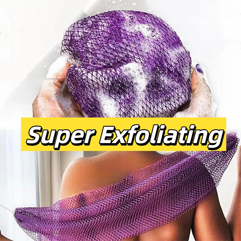 African Exfoliating Bath Scrubber Net Extra Coarse Long Back Scrubber for Shower Body Scrub Mitt for Dead Skin Removal