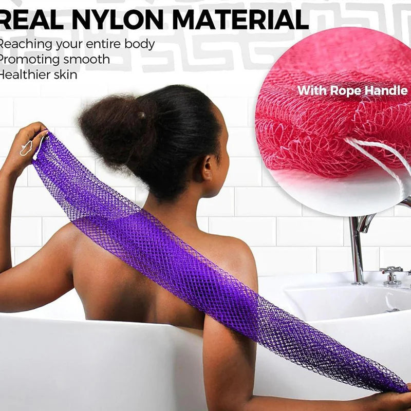 African Exfoliating Bath Scrubber Net Extra Coarse Long Back Scrubber for Shower Body Scrub Mitt for Dead Skin Removal